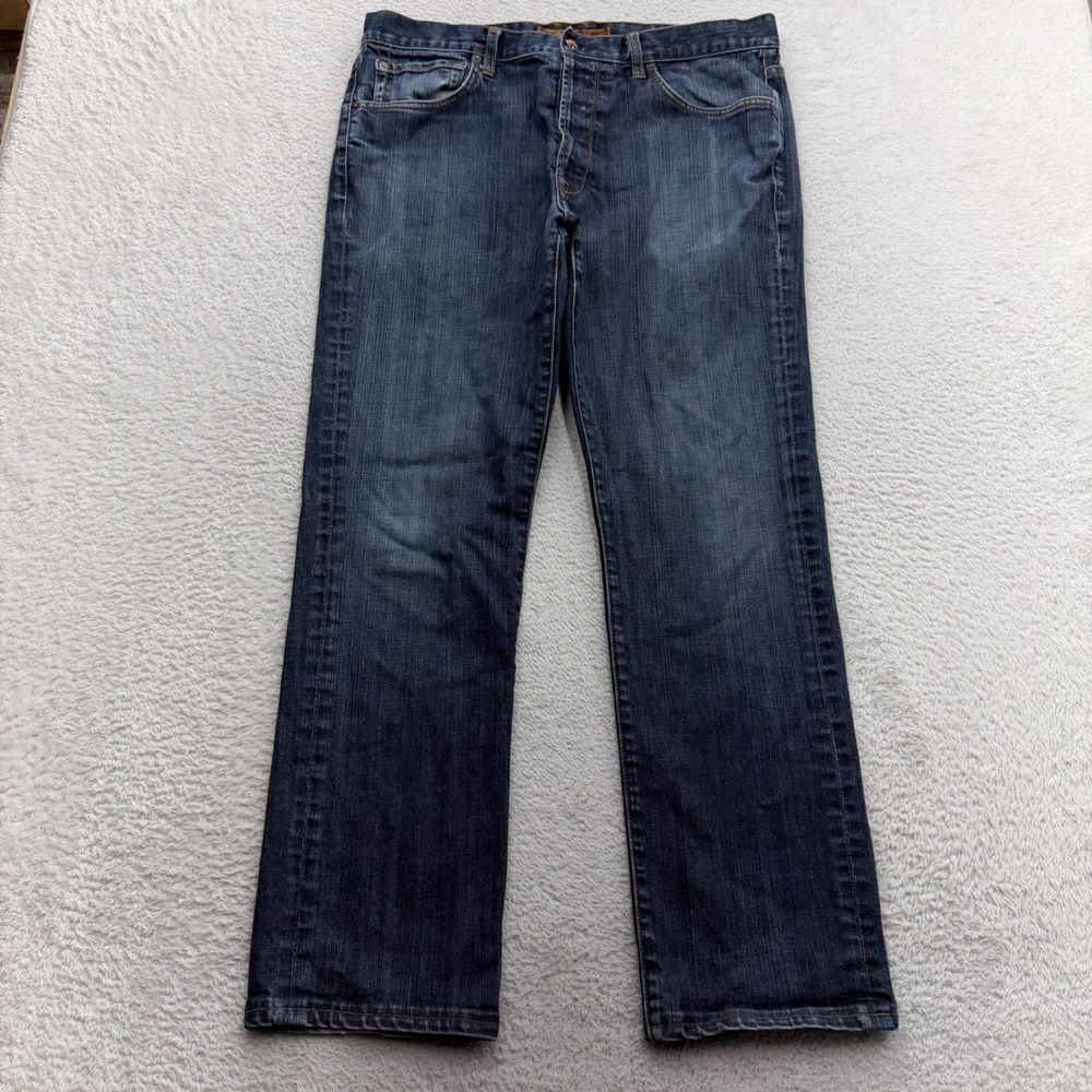 Agave Denim Fortyniner Mens 36 Dark Wash Straight‎ Leg Jeans Made USA Button Fly